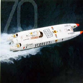 Team N. Ferretti / L. Ferrari Off-shore-boot. 70 Years Agip Post