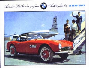 Bmw 507 Automobile Car Postcards - Postcard Reprint